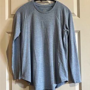 American Eagle Long Sleeve Oversized Fit Blue Heathered Shirt